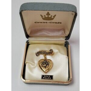Vintage Crest Craft 12k GF US Army Sweetheart Locket‎ Brooch Pin